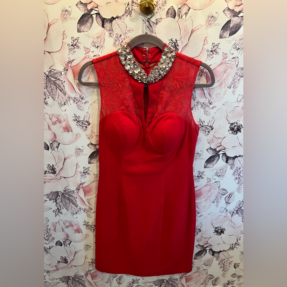 Stunning!! Stoned neckline and lace dress!